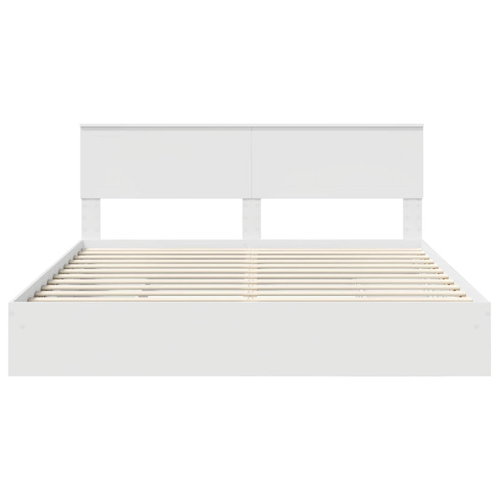 Pat cu storage cu headboard Alb 180 x 200 cm Lemn compozit - WALTI WALTI