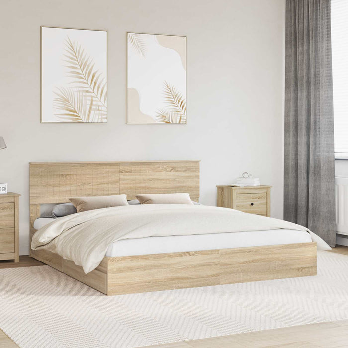 Pat cu storage Stejar Sonoma 180 x 200 cm Lemn compozit - WALTI WALTI