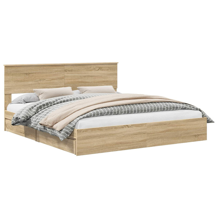 Pat cu storage Stejar Sonoma 180 x 200 cm Lemn compozit - WALTI WALTI