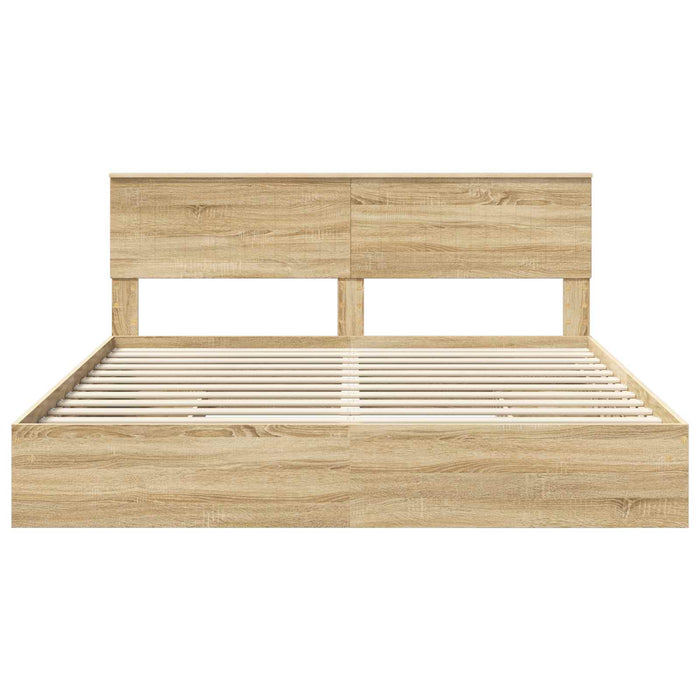 Pat cu storage Stejar Sonoma 180 x 200 cm Lemn compozit - WALTI WALTI