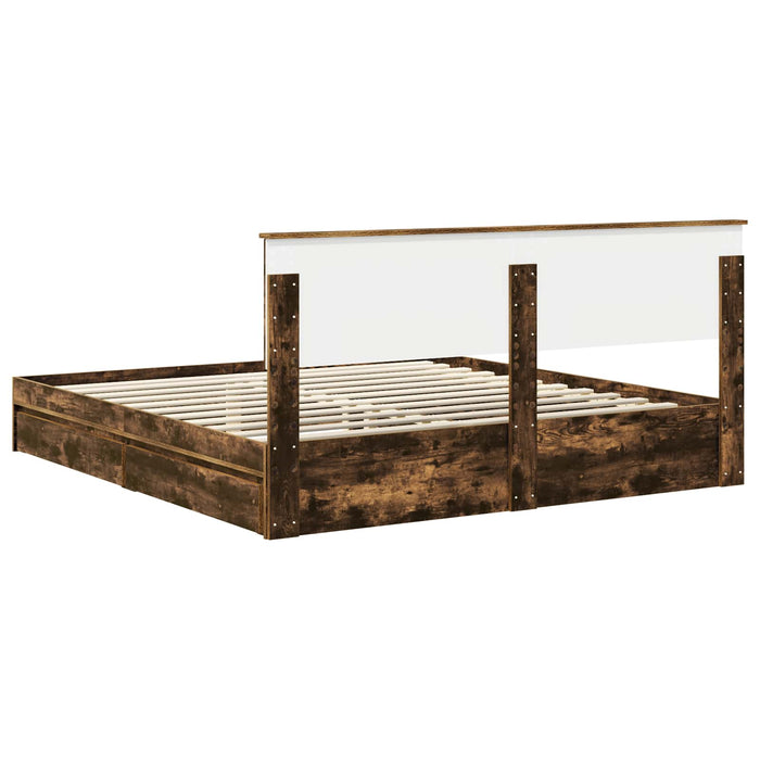 Pat cu storage Stejar fumuriu 180 x 200 cm Lemn compozit - WALTI WALTI