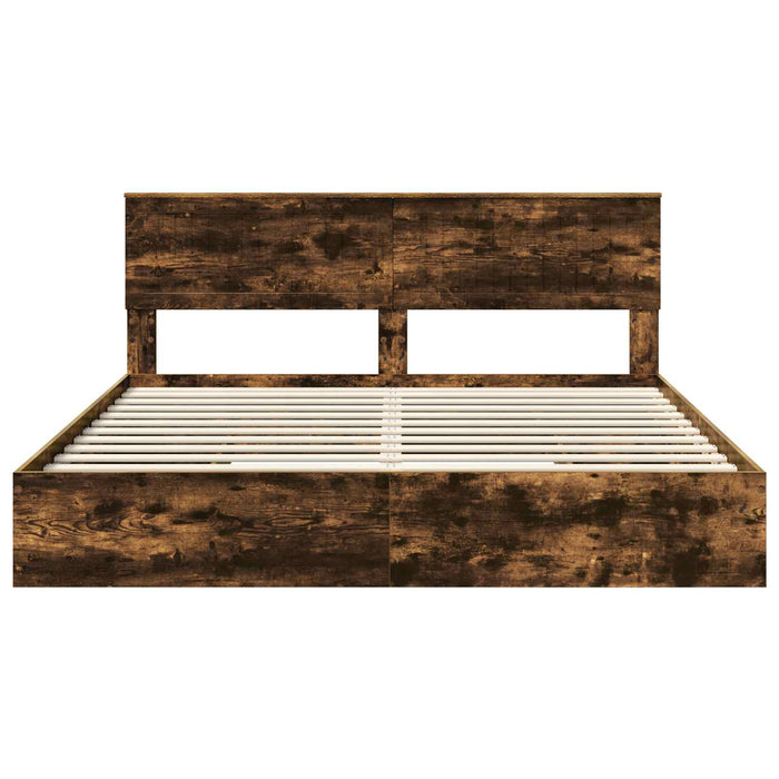 Pat cu storage Stejar fumuriu 180 x 200 cm Lemn compozit - WALTI WALTI