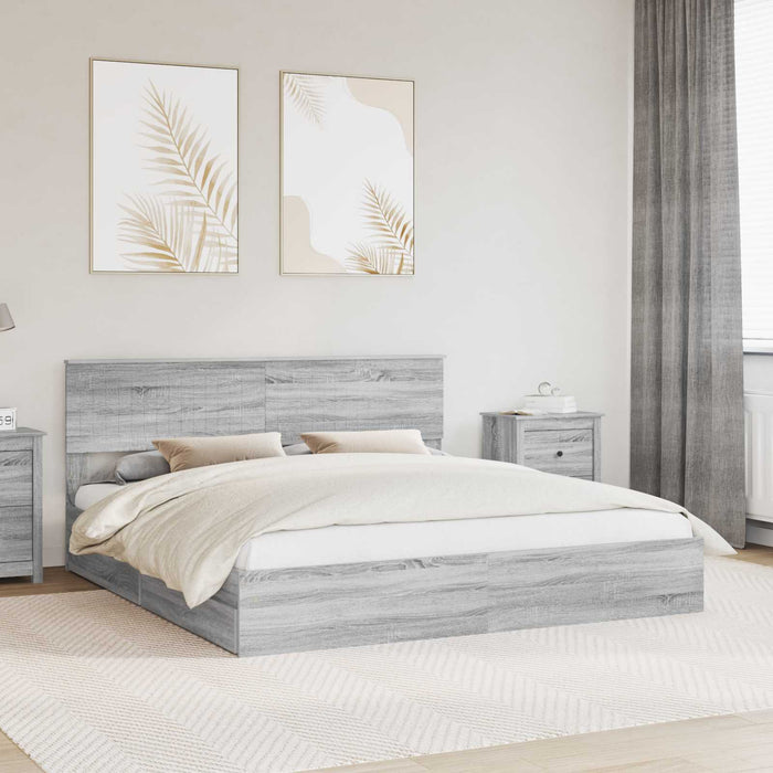 Pat cu storage cu sertar Gri Sonoma 180 x 200 cm Lemn compozit - WALTI WALTI