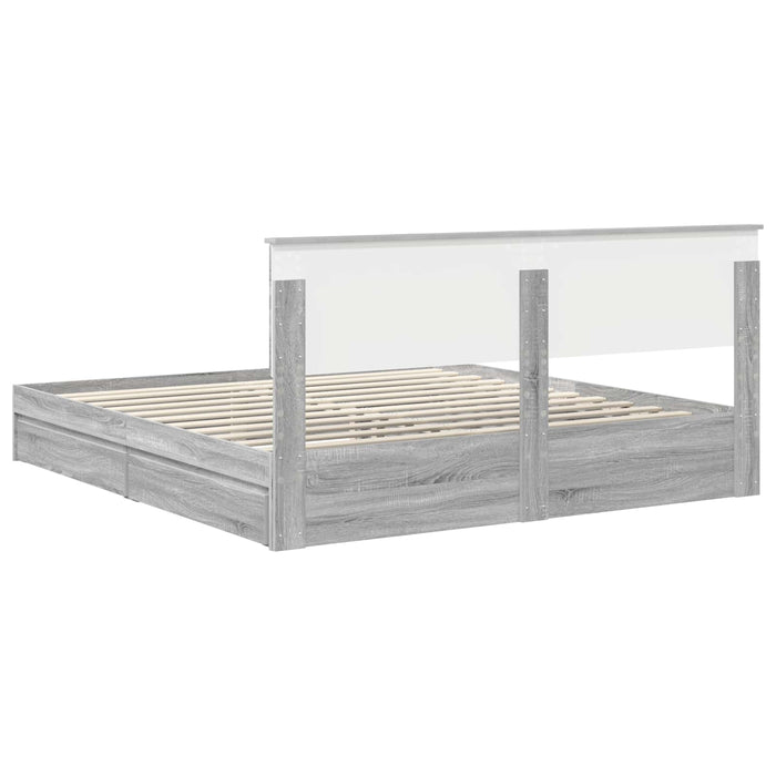 Pat cu storage cu sertar Gri Sonoma 180 x 200 cm Lemn compozit - WALTI WALTI