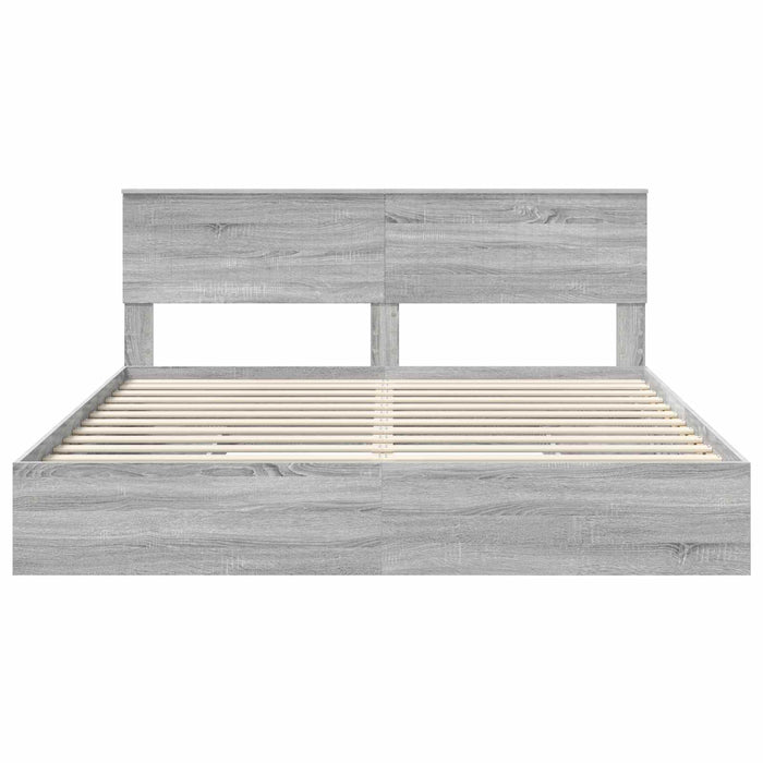 Pat cu storage cu sertar Gri Sonoma 180 x 200 cm Lemn compozit - WALTI WALTI