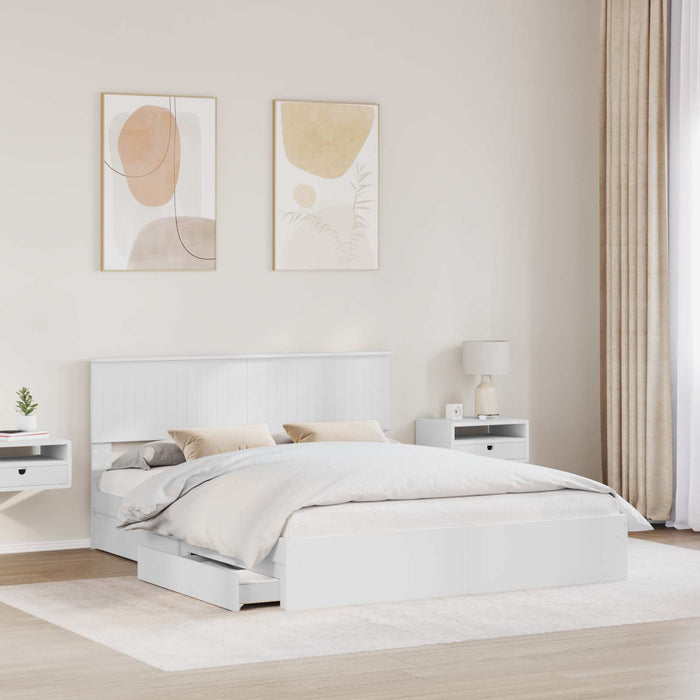 Pat cu storage cu headboard Alb 160 x 200 cm Lemn compozit - WALTI WALTI