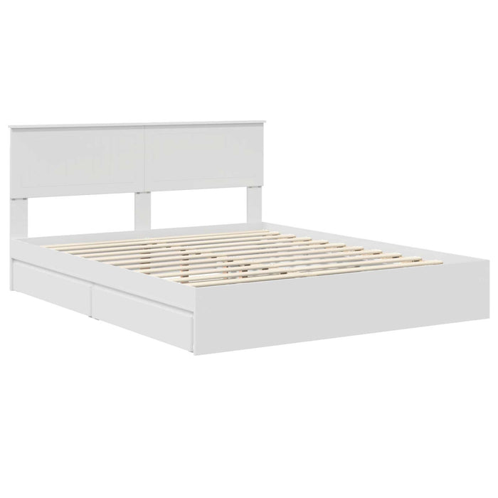 Pat cu storage cu headboard Alb 160 x 200 cm Lemn compozit - WALTI WALTI