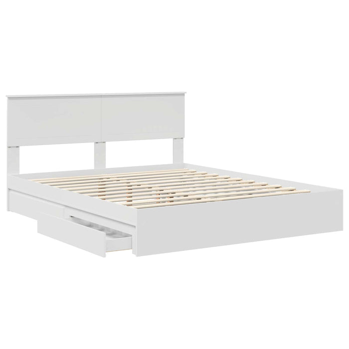 Pat cu storage cu headboard Alb 160 x 200 cm Lemn compozit - WALTI WALTI