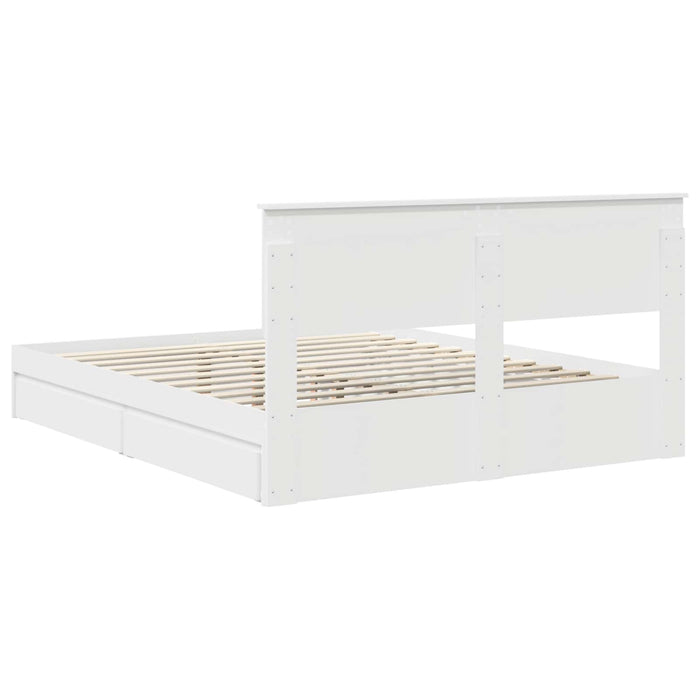 Pat cu storage cu headboard Alb 160 x 200 cm Lemn compozit - WALTI WALTI
