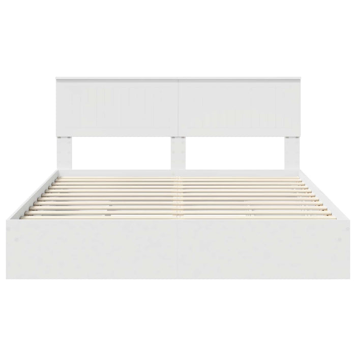 Pat cu storage cu headboard Alb 160 x 200 cm Lemn compozit - WALTI WALTI