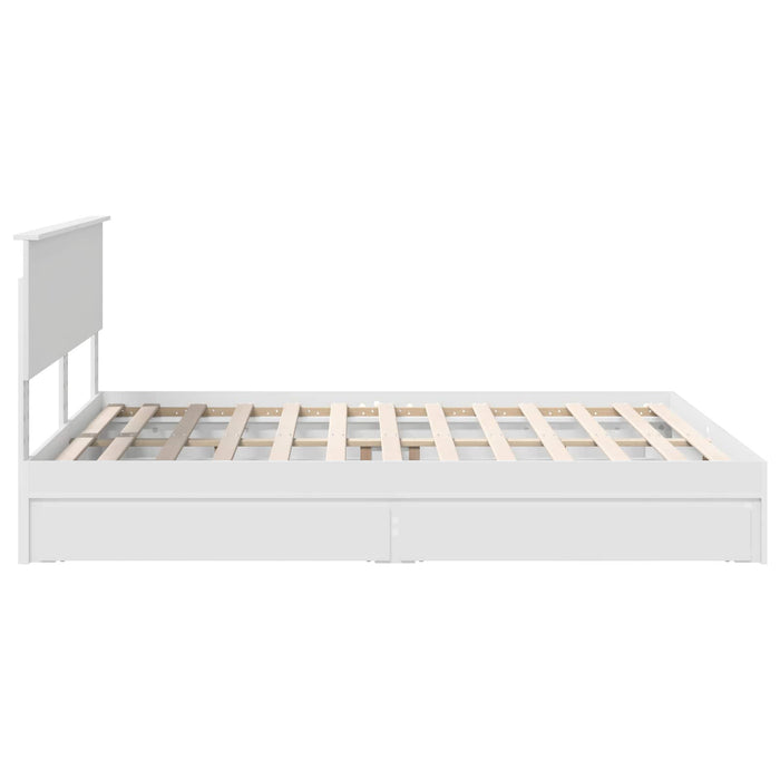 Pat cu storage cu headboard Alb 160 x 200 cm Lemn compozit - WALTI WALTI