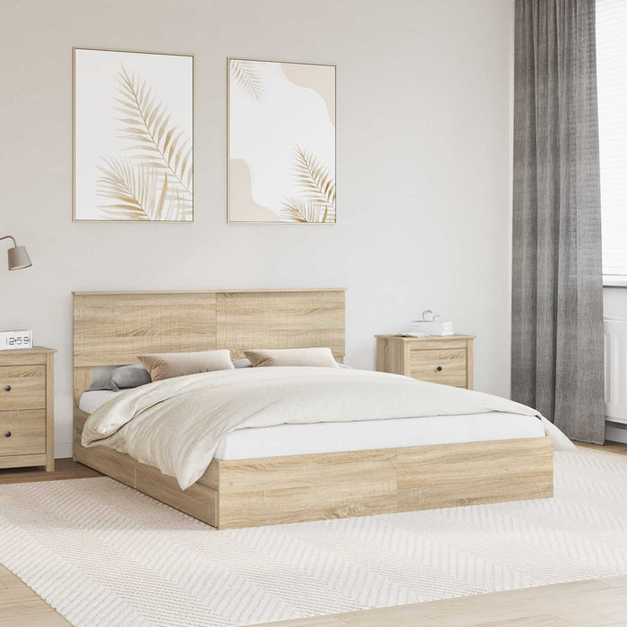 Pat cu storage Stejar Sonoma 160 x 200 cm Lemn compozit - WALTI WALTI