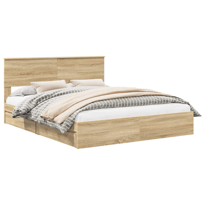 Pat cu storage Stejar Sonoma 160 x 200 cm Lemn compozit - WALTI WALTI