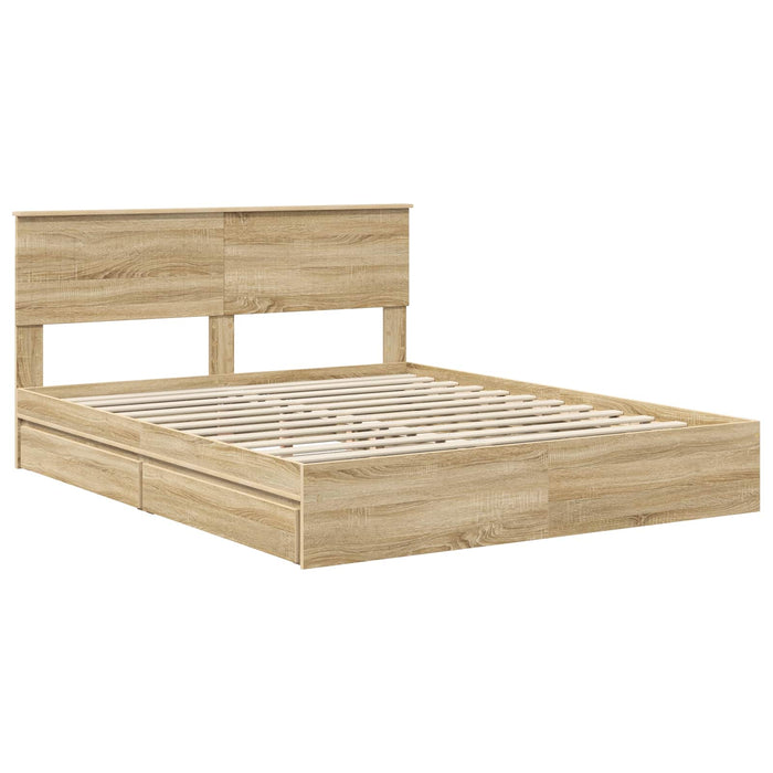 Pat cu storage Stejar Sonoma 160 x 200 cm Lemn compozit - WALTI WALTI