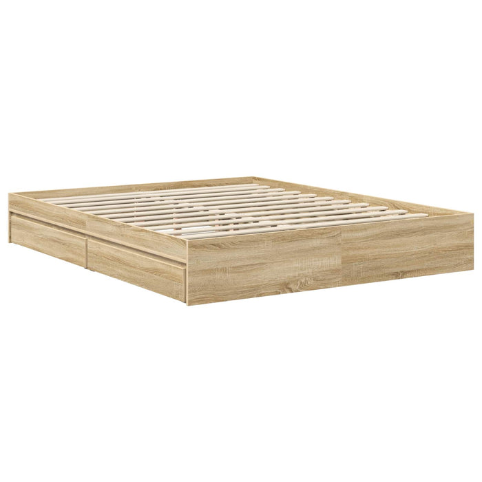 Pat cu storage Stejar Sonoma 160 x 200 cm Lemn compozit - WALTI WALTI