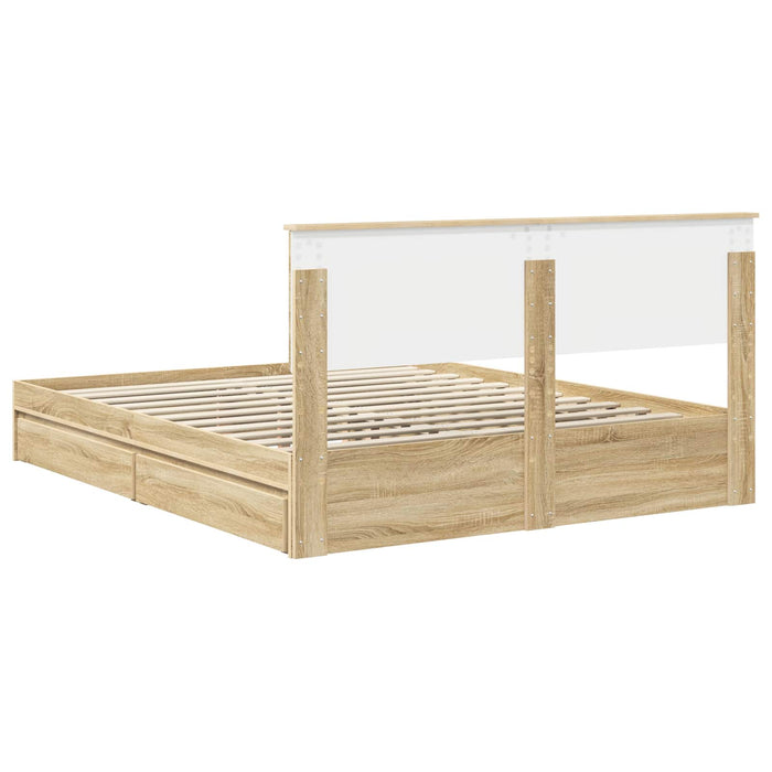 Pat cu storage Stejar Sonoma 160 x 200 cm Lemn compozit - WALTI WALTI