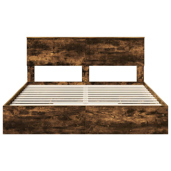 Pat cu storage Stejar fumuriu 160 x 200 cm Lemn compozit - WALTI WALTI