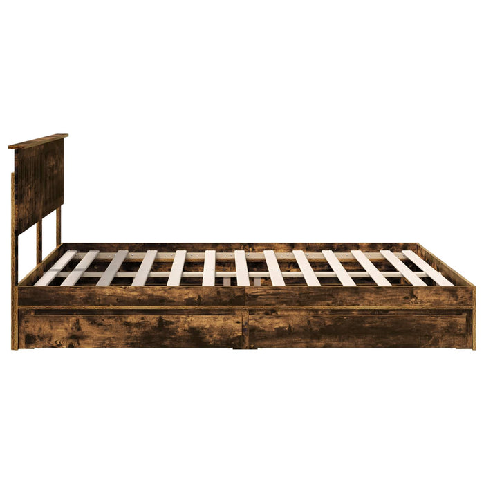 Pat cu storage Stejar fumuriu 160 x 200 cm Lemn compozit - WALTI WALTI