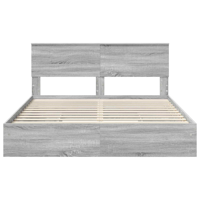 Pat cu storage cu sertar Gri Sonoma 160 x 200 cm Lemn compozit - WALTI WALTI