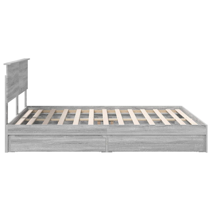 Pat cu storage cu sertar Gri Sonoma 160 x 200 cm Lemn compozit - WALTI WALTI