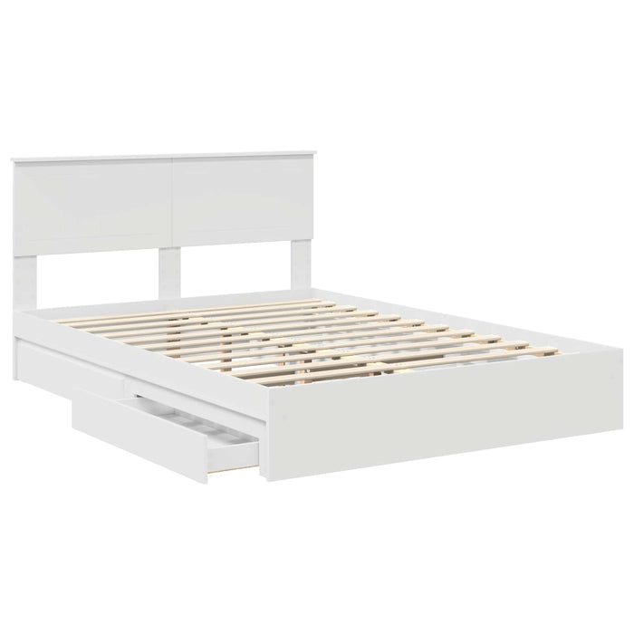 Pat cu storage cu headboard Alb 140 x 200 cm Lemn compozit - WALTI WALTI