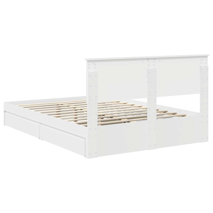 Pat cu storage cu headboard Alb 140 x 200 cm Lemn compozit - WALTI WALTI