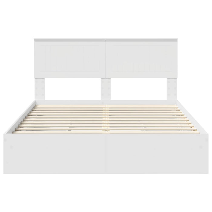 Pat cu storage cu headboard Alb 140 x 200 cm Lemn compozit - WALTI WALTI