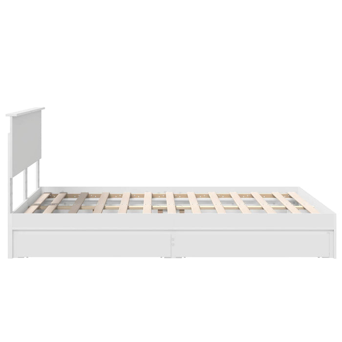Pat cu storage cu headboard Alb 140 x 200 cm Lemn compozit - WALTI WALTI