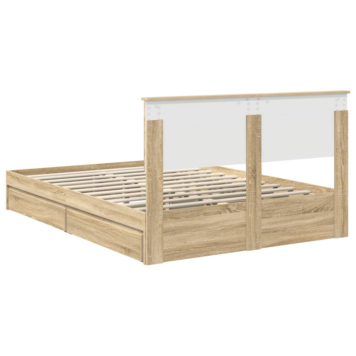 Pat cu storage Stejar Sonoma 140 x 200 cm Lemn compozit - WALTI WALTI