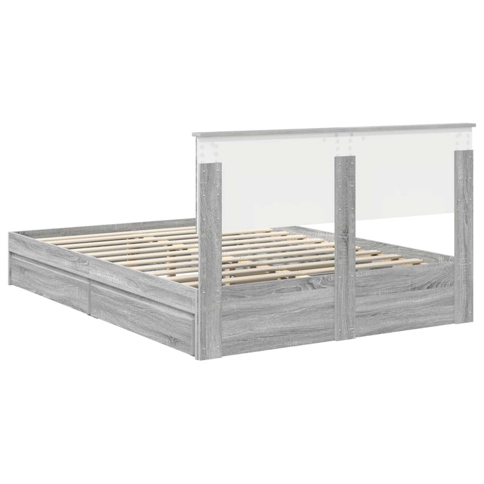 Pat cu storage cu sertar Gri Sonoma 140 x 200 cm Lemn compozit - WALTI WALTI
