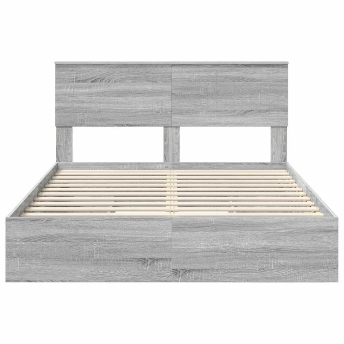 Pat cu storage cu sertar Gri Sonoma 140 x 200 cm Lemn compozit - WALTI WALTI