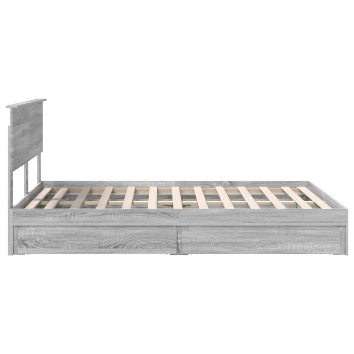 Pat cu storage cu sertar Gri Sonoma 140 x 200 cm Lemn compozit - WALTI WALTI
