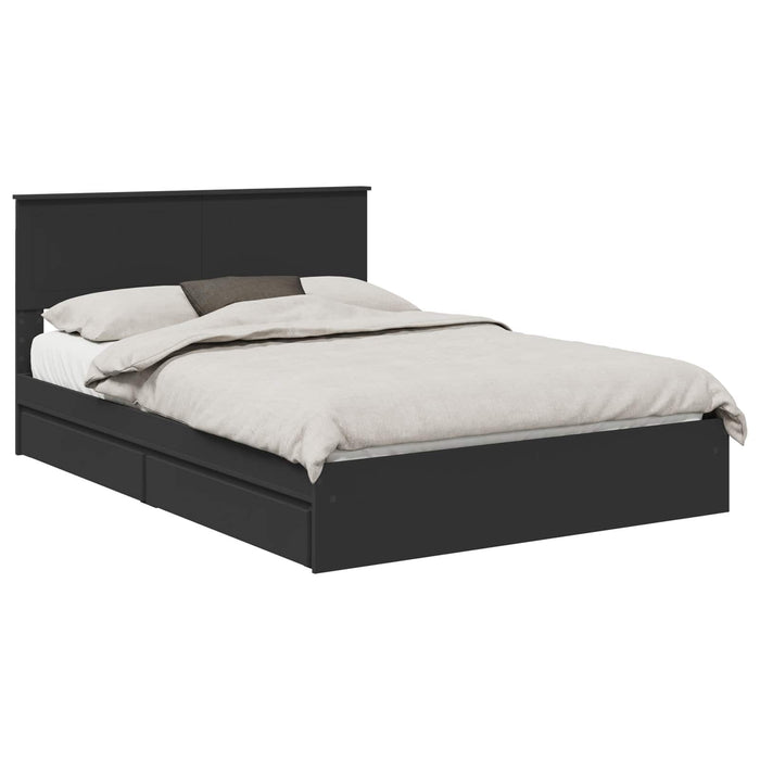 Pat cu storage cu sertar Negru 135 x 190 cm Lemn prelucrat WALTI
