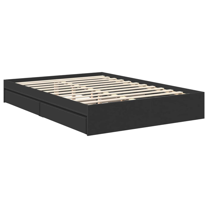 Pat cu storage cu sertar Negru 135 x 190 cm Lemn prelucrat WALTI