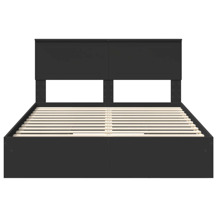 Pat cu storage cu sertar Negru 135 x 190 cm Lemn prelucrat WALTI
