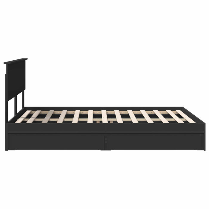 Pat cu storage cu sertar Negru 135 x 190 cm Lemn prelucrat WALTI