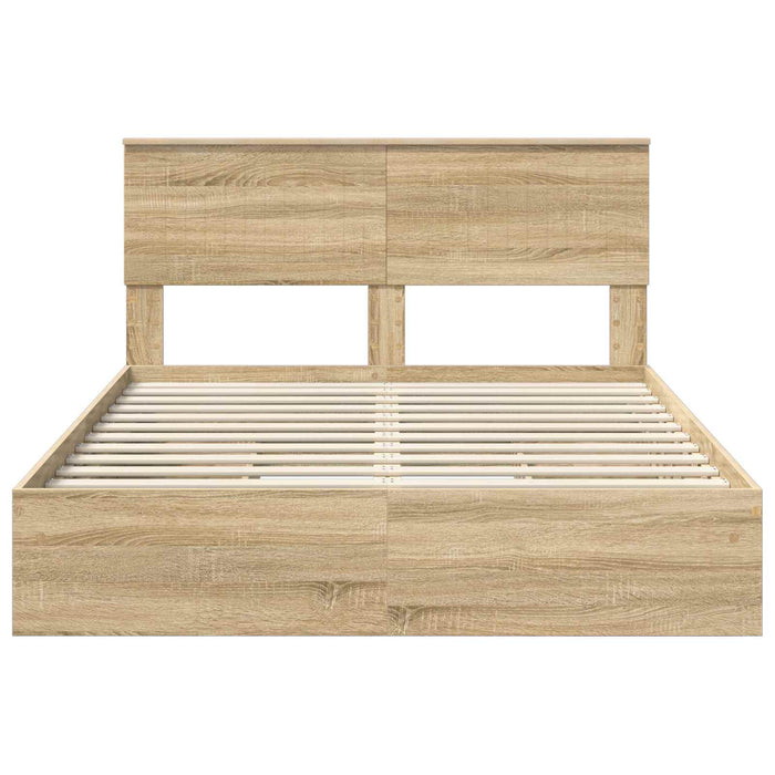 Pat cu storage Stejar Sonoma 135 x 190 cm Lemn compozit - WALTI WALTI