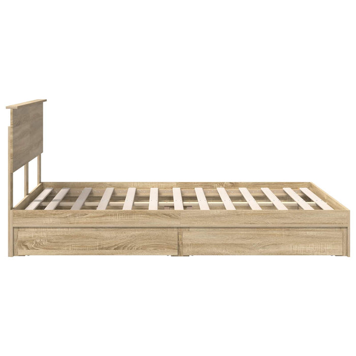 Pat cu storage Stejar Sonoma 135 x 190 cm Lemn compozit - WALTI WALTI