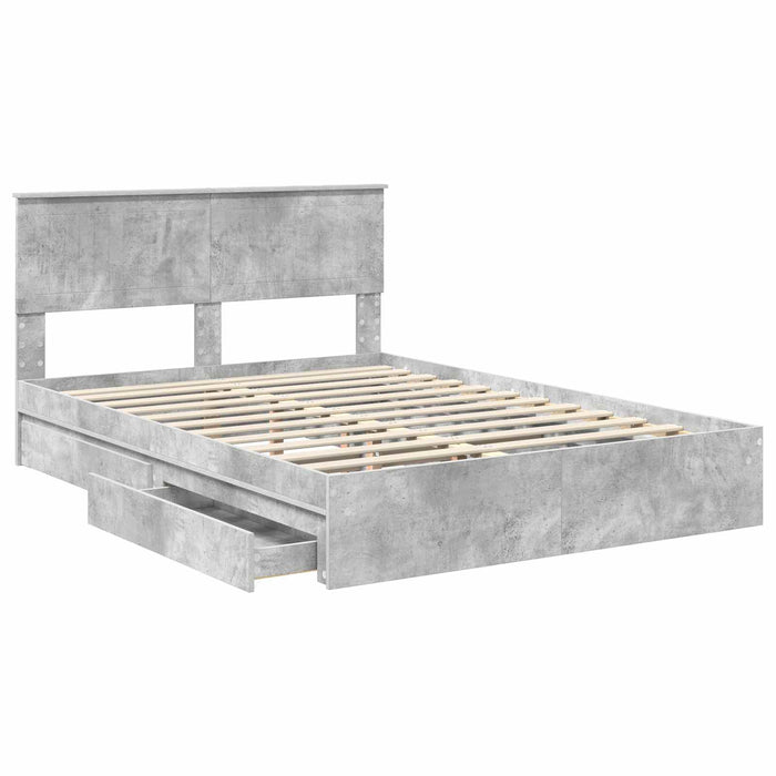 Pat cu storage Gri din beton 135 x 190 cm Lemn compozit - WALTI WALTI