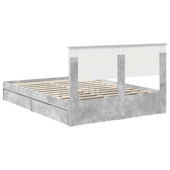 Pat cu storage Gri din beton 135 x 190 cm Lemn compozit - WALTI WALTI