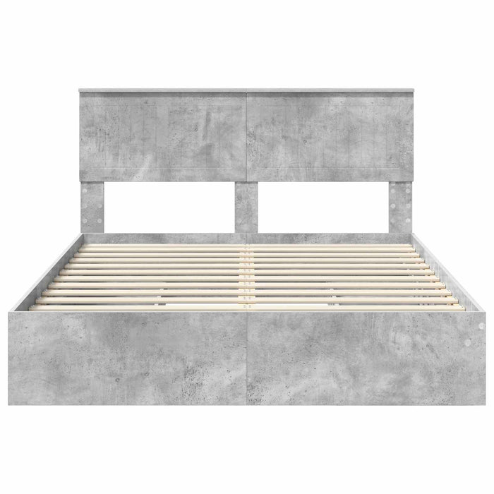 Pat cu storage Gri din beton 135 x 190 cm Lemn compozit - WALTI WALTI
