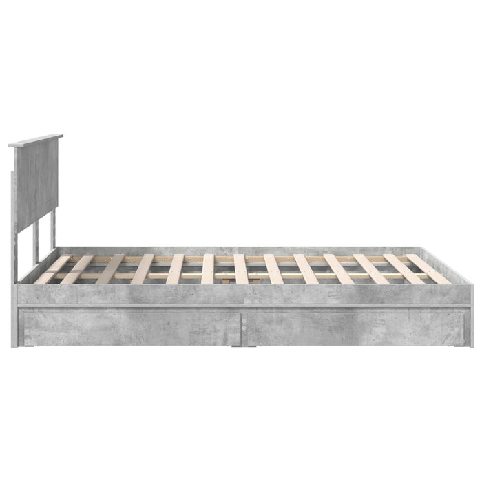 Pat cu storage Gri din beton 135 x 190 cm Lemn compozit - WALTI WALTI