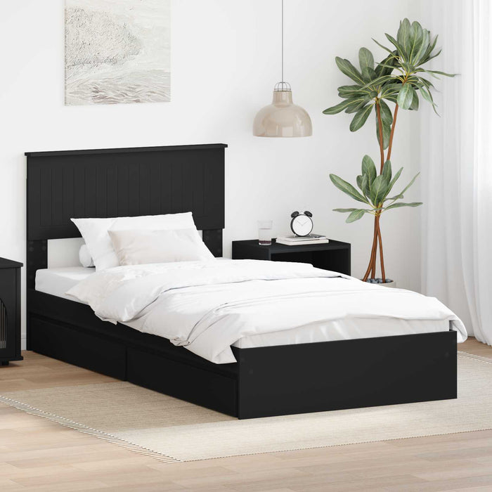 Pat cu storage cu sertar Negru 100 x 200 cm Lemn prelucrat - WALTI WALTI