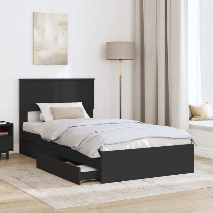 Pat cu storage cu sertar Negru 100 x 200 cm Lemn prelucrat - WALTI WALTI