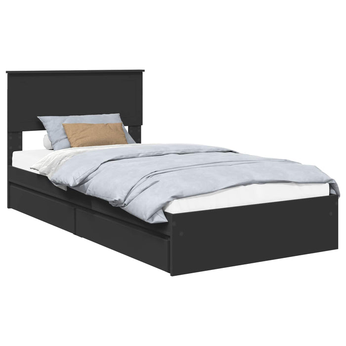 Pat cu storage cu sertar Negru 100 x 200 cm Lemn prelucrat - WALTI WALTI