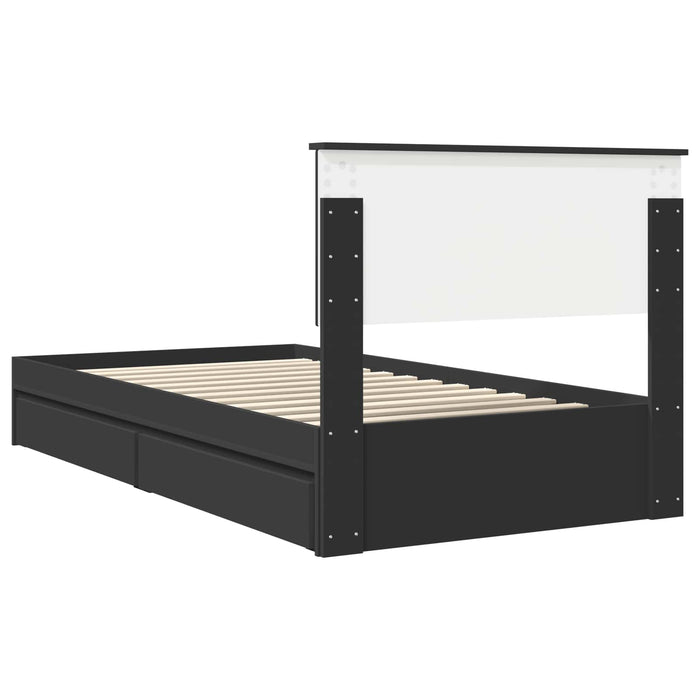 Pat cu storage cu sertar Negru 100 x 200 cm Lemn prelucrat - WALTI WALTI