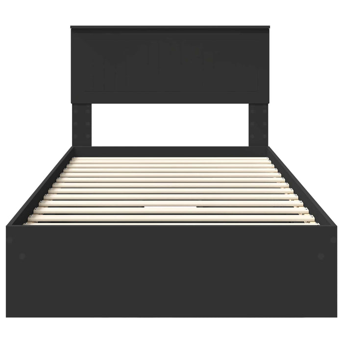 Pat cu storage cu sertar Negru 100 x 200 cm Lemn prelucrat - WALTI WALTI