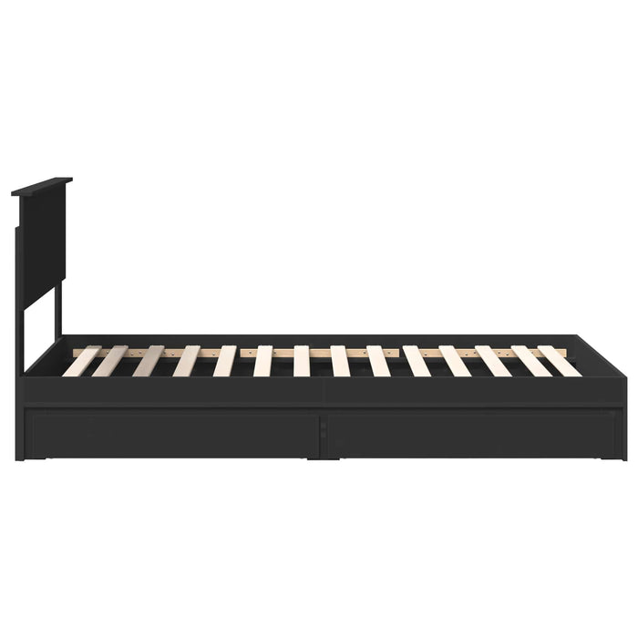Pat cu storage cu sertar Negru 100 x 200 cm Lemn prelucrat - WALTI WALTI