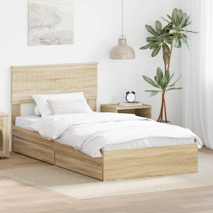Pat cu storage Stejar Sonoma 100 x 200 cm Lemn compozit - WALTI WALTI