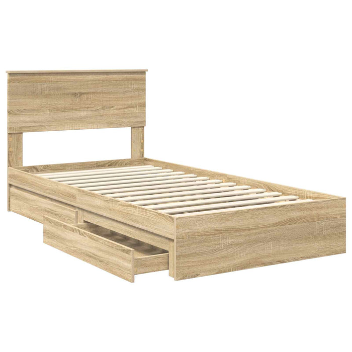 Pat cu storage Stejar Sonoma 100 x 200 cm Lemn compozit - WALTI WALTI